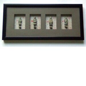 Imitated Ancient Chinese Terracotta Warrior Figurine Framed Wall Decor 19"x8.5"